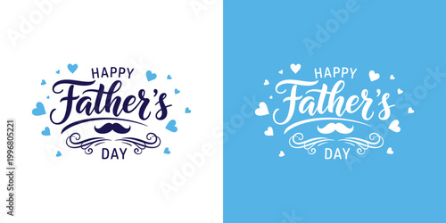 Happy father's day calligraphy design in black and white