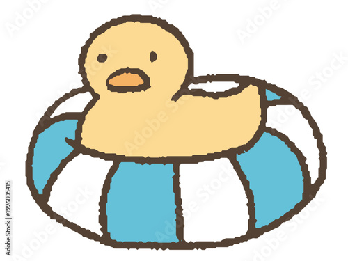 浮き輪に乗ったアヒル
