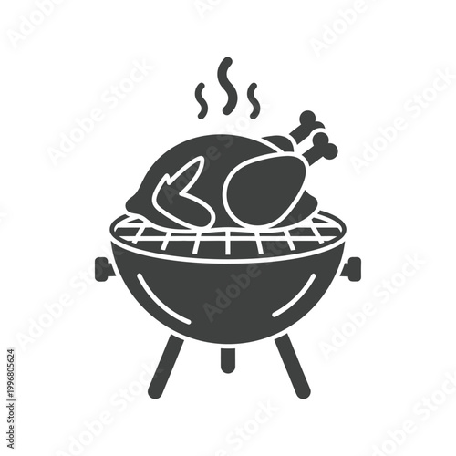 grilled chicken on barbecue grill isolated on transparent background