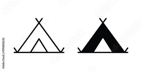 Camping icon design project. Editable clipart and line icons