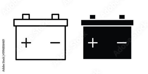 Car Battery icon design project. Editable clipart and line icons