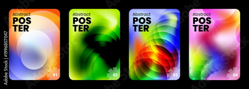 Abstract trendy gradient posters collection template. Bright blurred and defocused soft colored circle for poster, flyer, brochure, home decor, presentation.