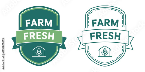 Farm fresh badge vector set organic food label design for farmers market and natural products packaging, clean eco friendly emblem style, premium agricultural branding illustration
