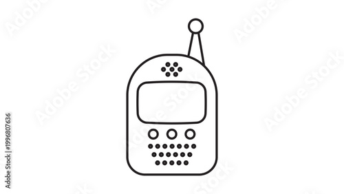 Baby Monitor Vector Icon Illustration with Editable Stroke. Minimalist Hand-Drawn Black Line Outline of a Nursery Radio Transmitter on White Background. Scalable Adjustable Stroke Weight Design.