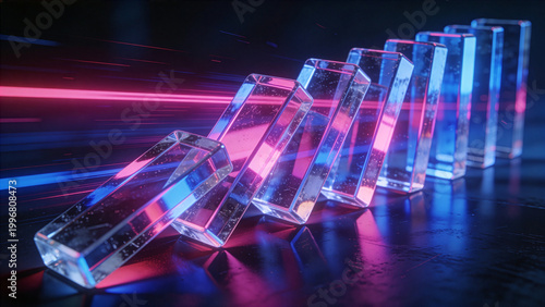 Abstract Glowing Energy Bars Displaying Dynamic Futuristic Transmission Technology