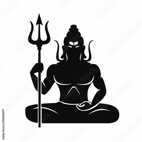Silhouette of Lord Shiva meditating with trident