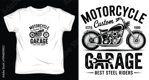 Motorcycle garage custom best steel riders vintage motorcycle design for t-shirt.