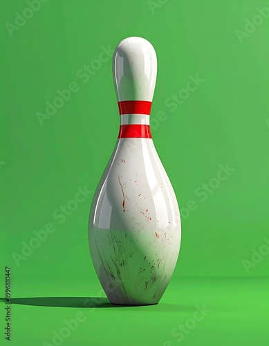 Bowling Pin Isolated on Green Background.