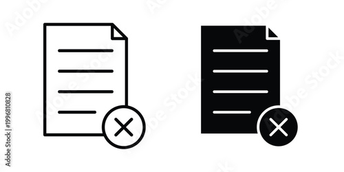 Delete Document icon design project. Editable clipart and line icons