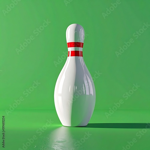 Bowling Pin Isolated on Green Background.
