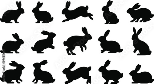 Black silhouette of various animals walking on grassy terrain