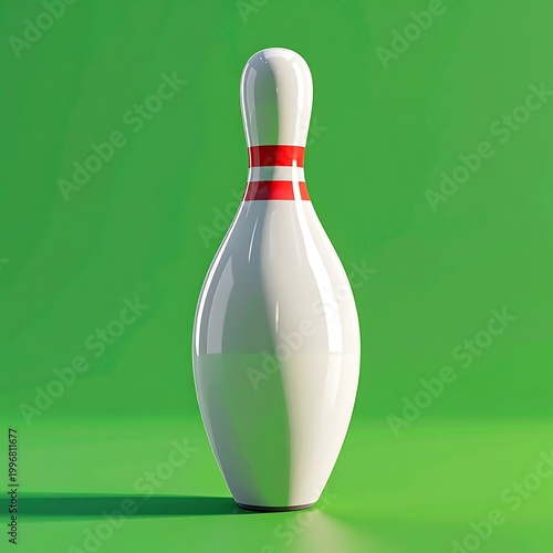 Bowling Pin Isolated on Green Background.