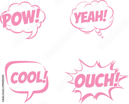 Φωτογραφία Retro comic speech bubbles pow yeah cool ouch vintage pop art