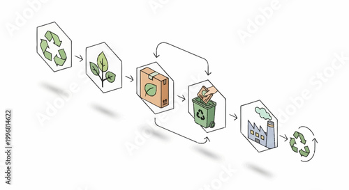 Eco friendly recycling process diagram.