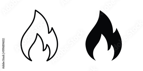 Flame icon design project. Editable clipart and line icons