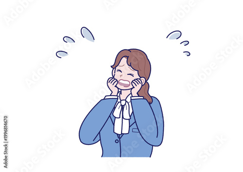 焦っているスーツ姿の若い女性のイラスト