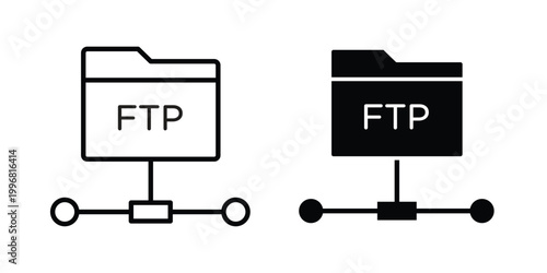 FTP icon design project. Editable clipart and line icons