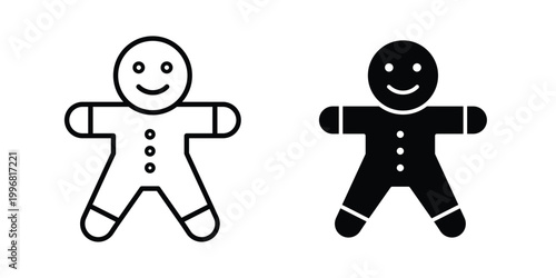 Gingerbread man icon design project. Editable clipart and line icons