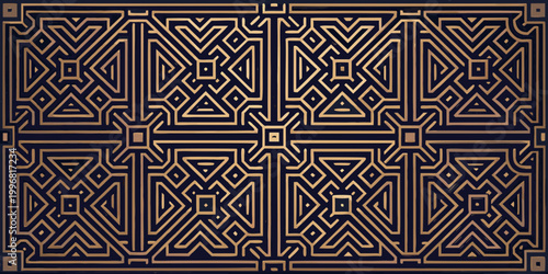geometric art deco pattern with intricate maze like design