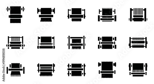 Tableau sur toile Film reel icons, movie camera symbols, video tape graphics, film strip illustrat