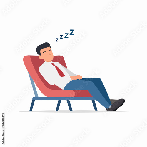 Man in Suit Sleeping in Lounge Chair