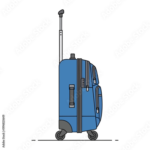 Blue rolling carry-on suitcase
