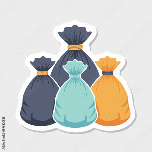 Group of colorful trash bags