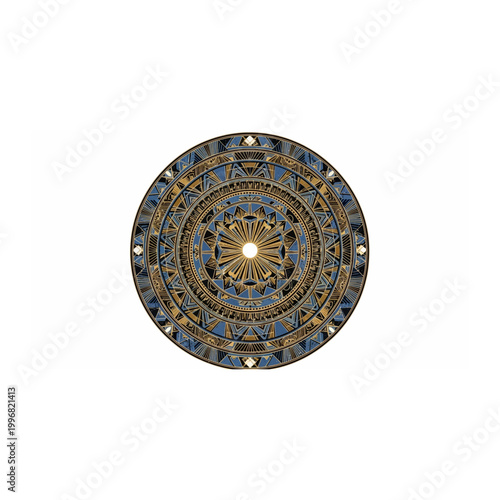 Ancient aztec calendar inspired circular pattern