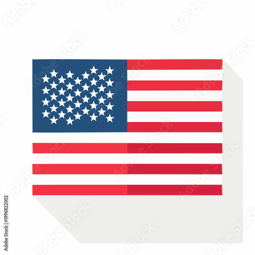 American Flag Flat Design with Shadow