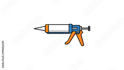 Manual Caulking Gun Vector Icon with Editable Stroke. Modern Flat Illustration of a Sealant Applicator Tool for Construction, DIY Home Repair, and Maintenance Projects. Scalable Vector Graphic.