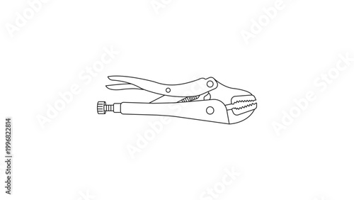 Φωτογραφία Locking Pliers Vice Grip Minimalist Black Line Vector Icon Illustration on White Background