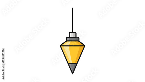 Fotografía Modern Flat Vector Icon of a Plumb Bob Weight Hanging from a String, Professional Construction and Carpentry Tool Illustration with Editable Stroke for Vertical Alignment and Precision Measurement
