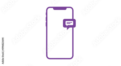Mobile phone, purple, chat bubble, messaging icon, vector, communication symbol, smartphone