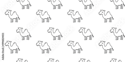 doodle camel illustration seamless pattern white background