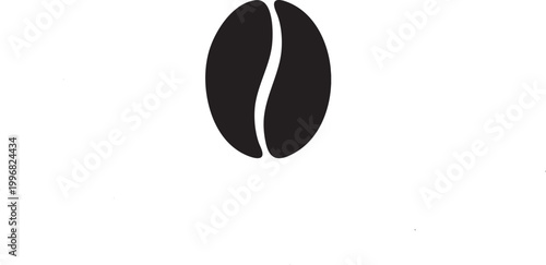 A simple black coffee bean icon on a white background