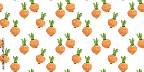 seamless fresh onion pattern decorative white vector background