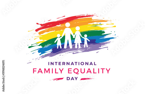 International Family Equality Day Rainbow Family Illustration Representing LGBTQ+ Pride, Unity, Love and Inclusion