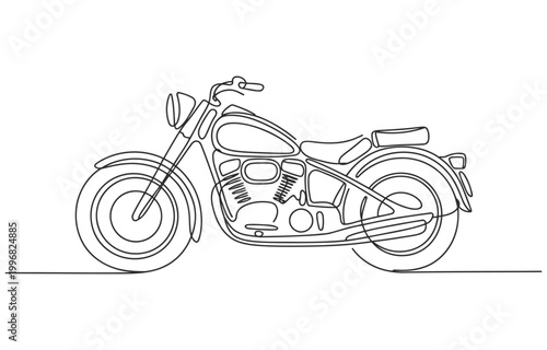 Continuous line drawing of a motorcycle with single line freedom rider street bike cafe racer motorcycle transport roadster illustration minimalist silhouette transportation automotive