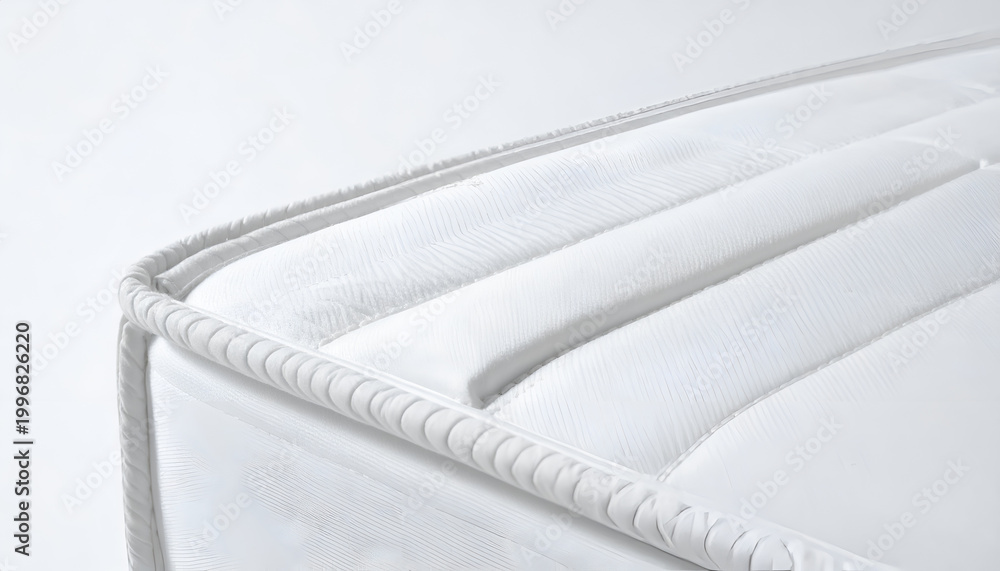 Fototapeta premium Close-up of a Clean White Mattress Edge with Quilted Pattern.