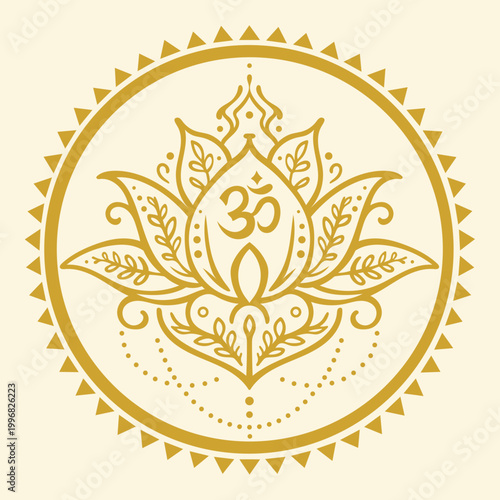 Lotus Mandala mit Om Symbol als spirituelle Yoga Vektor Illustration
