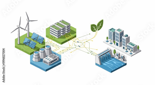 Sustainable energy flow for eco friendly city.