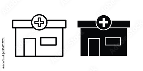 Pharmacy icon design project. Editable clipart and line icons