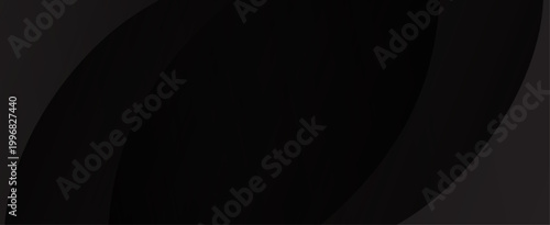 Dark Black Abstract Background with Smooth Curved Wave Layers, Premium Luxury Minimal Design