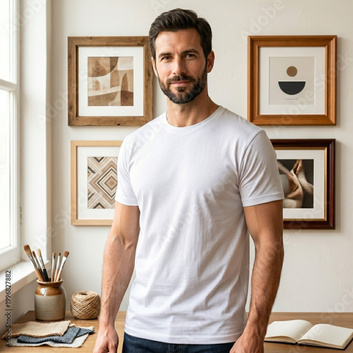 A man wearing blank t-shirt with copy space for your text or logo