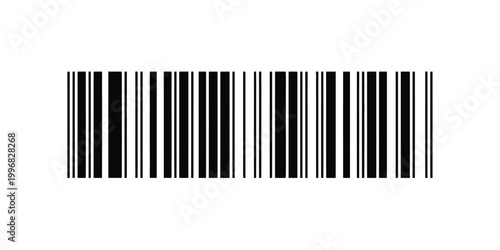 Barcode symbol minimal black and white scanning code for product tracking inventory retail checkout system vector illustration design