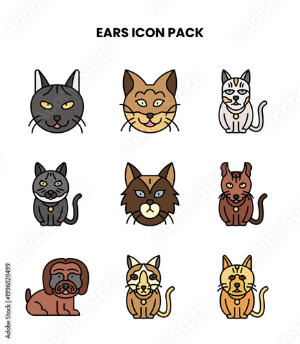 Ears Lineal Color Scalable Icons Pack