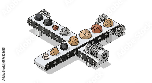 Conveyor Belt System Transporting Various Raw Materials.