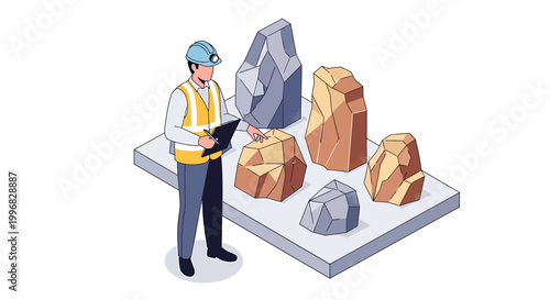 Geologist Inspecting Rock Samples Collection.