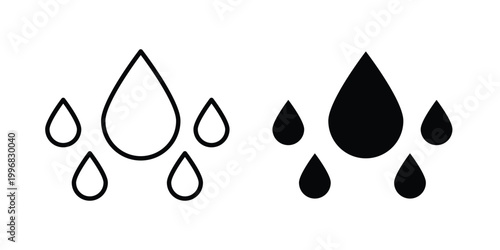 Raindrops icon design project. Editable clipart and line icons