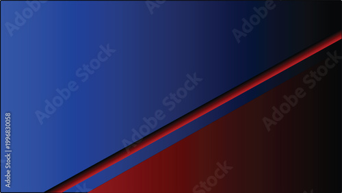 Abstract diagonal blue and red gradient split, modern vector background with sharp contrast and minimalist geometric division